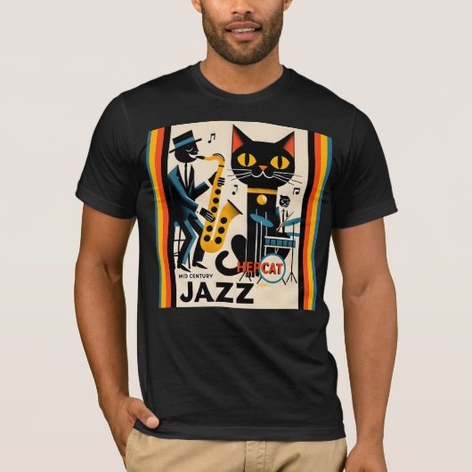 Mittelalterliche Jazz-Zeitalter HepCat Black Cat T-Shirt (Vorderseite)
