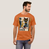 Mittelalterliche Jazz-Zeitalter HepCat Black Cat T-Shirt (Vorne ganz)