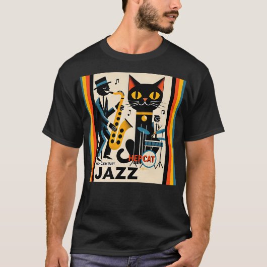 Mittelalterliche Jazz-Zeitalter HepCat Black Cat T-Shirt (Vorderseite)