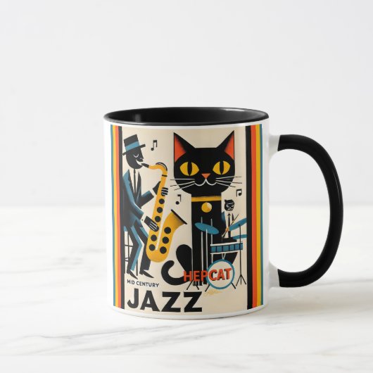 Mittelalterliche Jazz-Zeitalter HepCat Black Cat Tasse (Rechts)