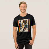 Mittelalterliche Jazz-Zeitalter HepCat Black Cat Tri-Blend Shirt (Vorderseite voll)