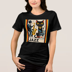 Mittelalterliche Jazz-Zeitalter HepCat Black Cat Tri-Blend Shirt