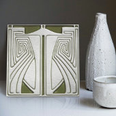 Mittelalterliche Jugendstil-Symmetrie-Seite Grün Fliese