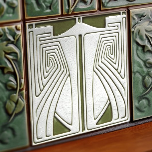 Mittelalterliche Jugendstil-Symmetrie-Seite Grün Fliese