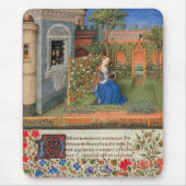 Mittelalterliche Jungfrau im Innenhof Rose Garten Mousepad (Vorne)