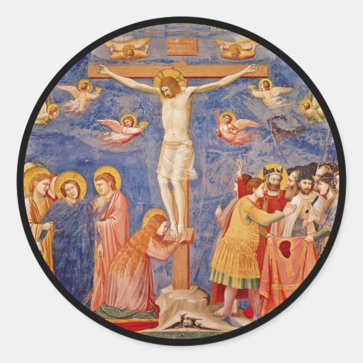 Mittelalterliche Karfreitagsszene Runder Aufkleber (Vorderseite)