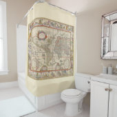 Mittelalterliche Karte der Welt (von Willem Blaeu) Duschvorhang (Beispiel)