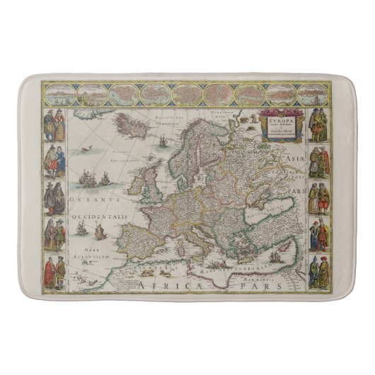 Mittelalterliche Karte Europas (von Willem Blaeu) Badematte (Vorderseite)