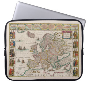 Mittelalterliche Karte Europas (von Willem Blaeu) Laptopschutzhülle