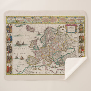 Mittelalterliche Karte Europas (von Willem Blaeu) Sherpadecke