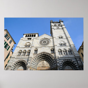 Mittelalterliche Kathedrale von Genua, Italien Poster