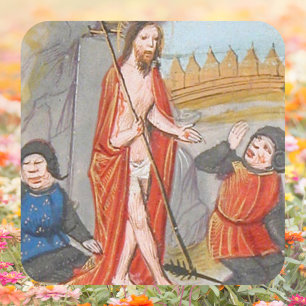 Mittelalterliche katholische Auferstehung Jesus Ch Quadratischer Aufkleber