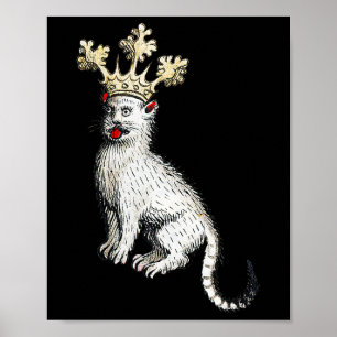 Mittelalterliche Katze König Antikes Mittelalter D Poster