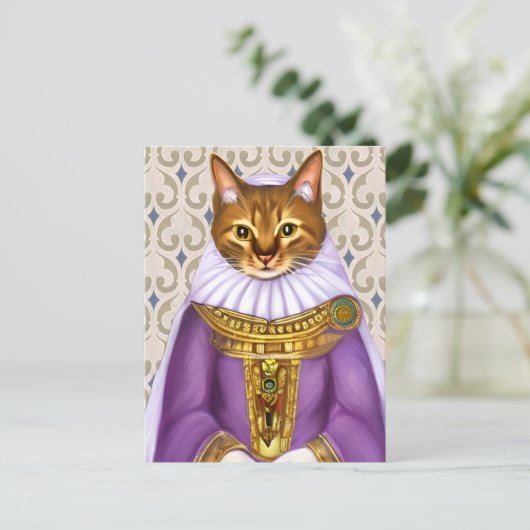 Mittelalterliche Katze Maiden Postkarte (Stehend Vorderseite)