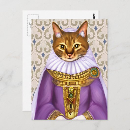 Mittelalterliche Katze Maiden Postkarte (Vorne/Hinten)