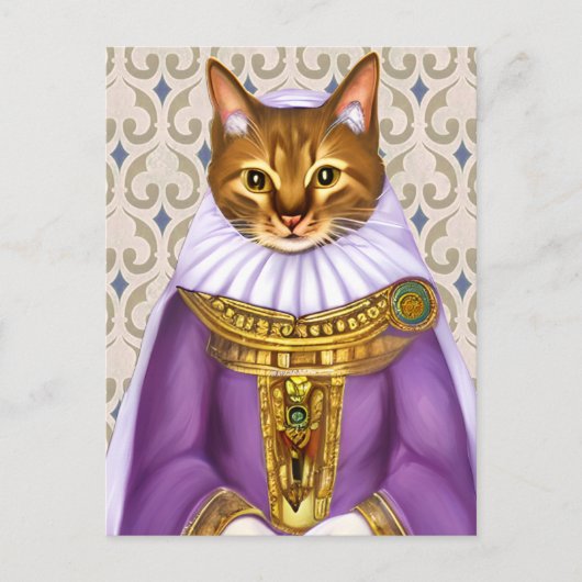 Mittelalterliche Katze Maiden Postkarte (Vorderseite)