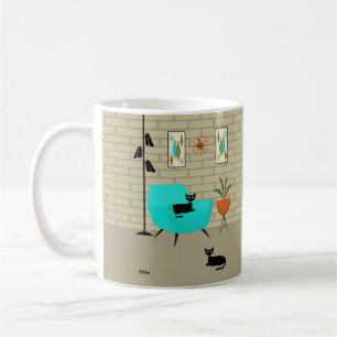 Mittelalterliche Katze mit Mini-Kies Art Kaffeetasse