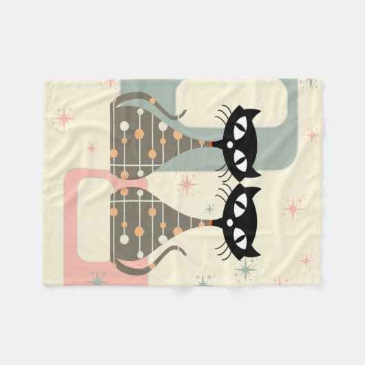 Mittelalterliche Katze Mitte des Jahrhunderts Mode Fleecedecke (Vorderseite (Horizontal))