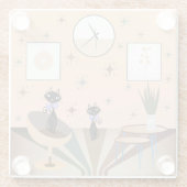 Mittelalterliche Katze Mitte des Jahrhunderts Mode Glasuntersetzer (Rückseite)