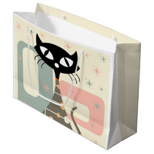 Mittelalterliche Katze Mitte des Jahrhunderts Mode Große Geschenktüte