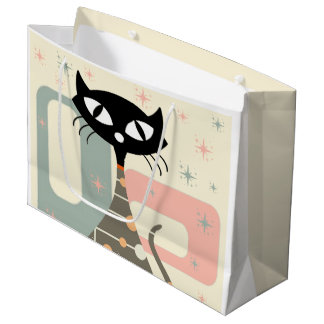 Mittelalterliche Katze Mitte des Jahrhunderts Mode Große Geschenktüte