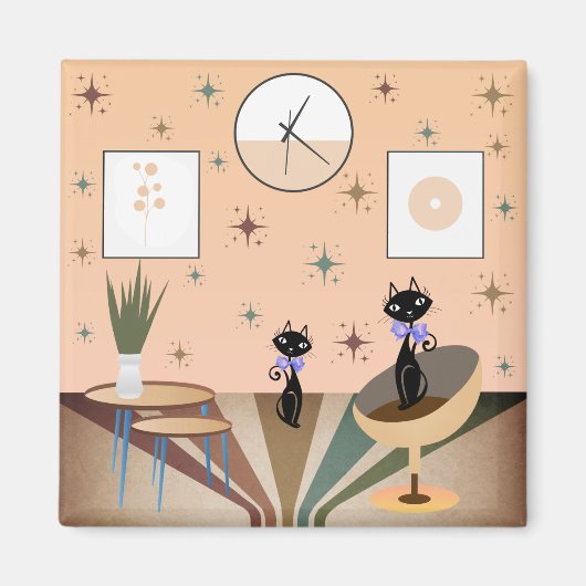 Mittelalterliche Katze Mitte des Jahrhunderts Mode Magnet (Vorne)