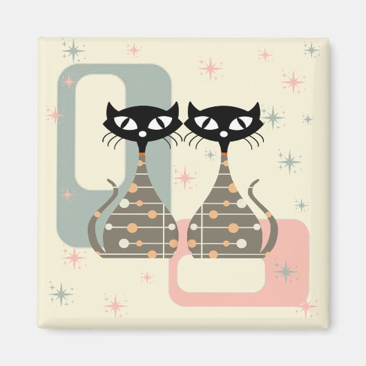 Mittelalterliche Katze Mitte des Jahrhunderts Mode Magnet (Vorne)