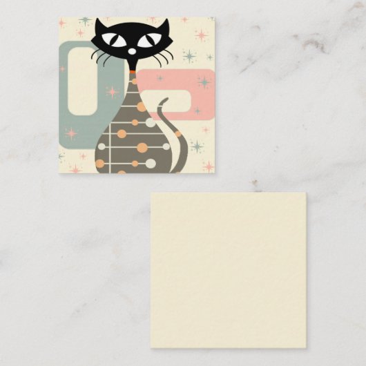 Mittelalterliche Katze Mitte des Jahrhunderts Mode Quadratische Visitenkarte (Vorne/Hinten)