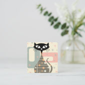 Mittelalterliche Katze Mitte des Jahrhunderts Mode Quadratische Visitenkarte (Stehend Vorderseite)