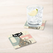 Mittelalterliche Katze Mitte des Jahrhunderts Mode Rechteckiger Pappuntersetzer (Vor Ort)