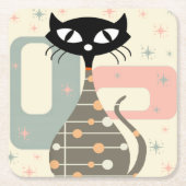 Mittelalterliche Katze Mitte des Jahrhunderts Mode Rechteckiger Pappuntersetzer (Vorderseite)