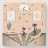 Mittelalterliche Katze Mitte des Jahrhunderts Mode Steinuntersetzer (Vorderseite)