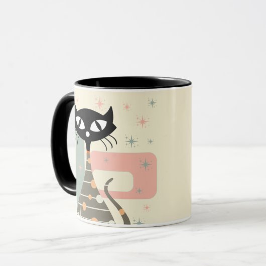 Mittelalterliche Katze Mitte des Jahrhunderts Mode Tasse (Vorderseite Links)