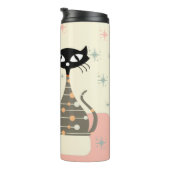 Mittelalterliche Katze Mitte des Jahrhunderts Mode Thermosbecher (Nach rechts gedreht)