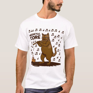 Mittelalterliche Katzen-Comedy-Flötenkunst T-Shirt