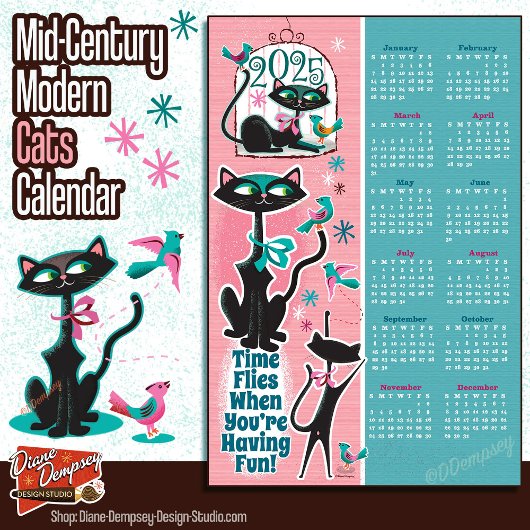 Mittelalterliche Katzen Kalender Küchentuch