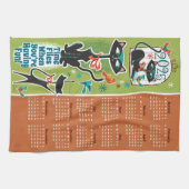 Mittelalterliche Katzen Kalender Küchentücher Grün (Horizontal)