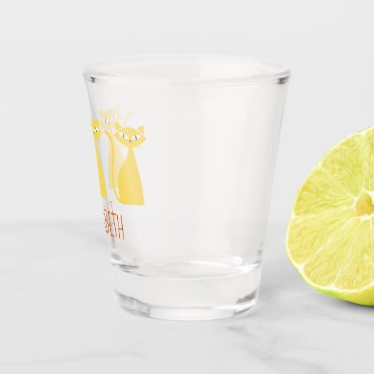 Mittelalterliche Katzen Personalisiert Schnapsglas (Rechts)