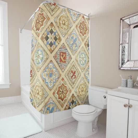 Mittelalterliche Keramik Kronen Lilie Duschvorhang (Beispiel)