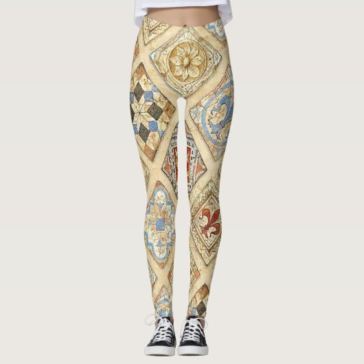 Mittelalterliche Keramik Kronen Lilie Leggings (Vorderseite)