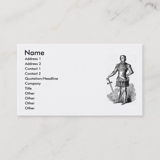 Mittelalterliche Knight Business Card Visitenkarte (Vorderseite)