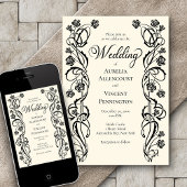 Mittelalterliche Königliche Rose Hochzeit Einladung