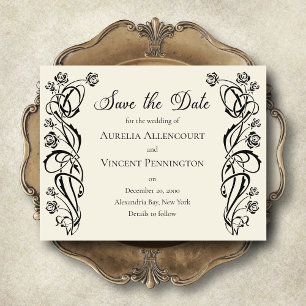 Mittelalterliche königliche Rose Hochzeit retten d Save The Date