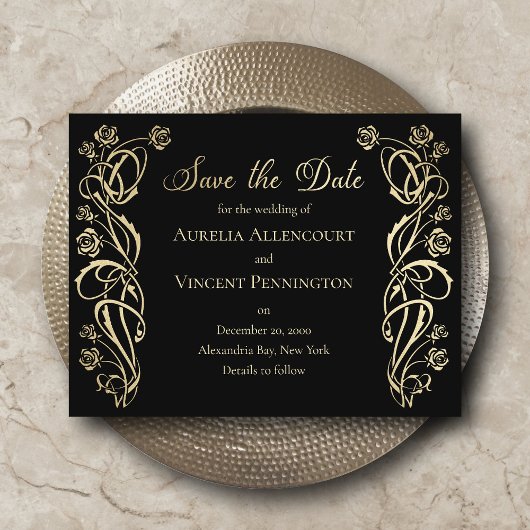 Mittelalterliche königliche Rose Hochzeit retten d Save The Date