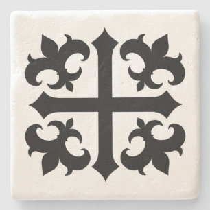 Mittelalterliche Kreuz- und Liliensymbole Steinuntersetzer