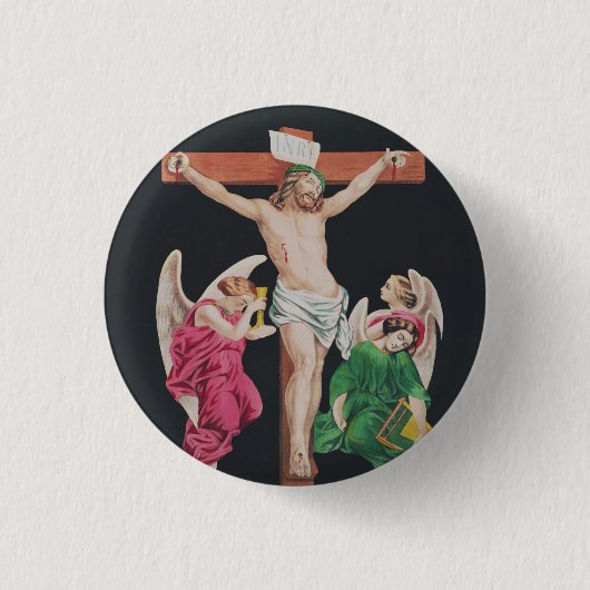 Mittelalterliche Kreuzigung Jesu Christi Button (Vorderseite)