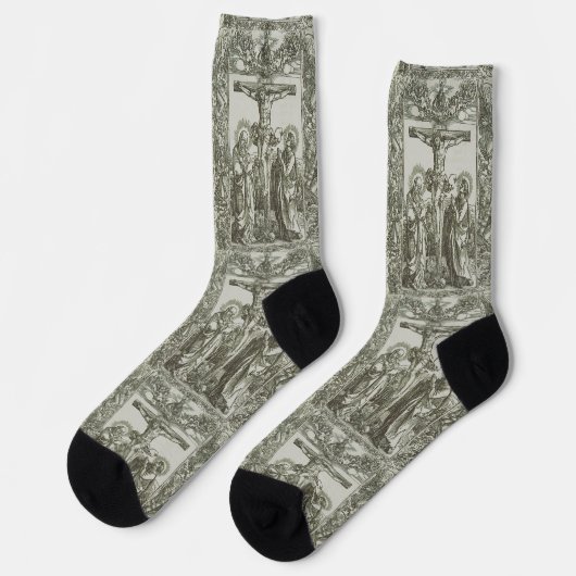 Mittelalterliche Kreuzigung Jesu Christi Socken (Linkes Detail)