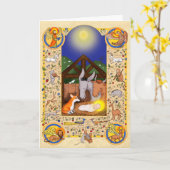 Mittelalterliche Krippe mit Korgi Weihnachtskarte Karte (Gelbe Blume)