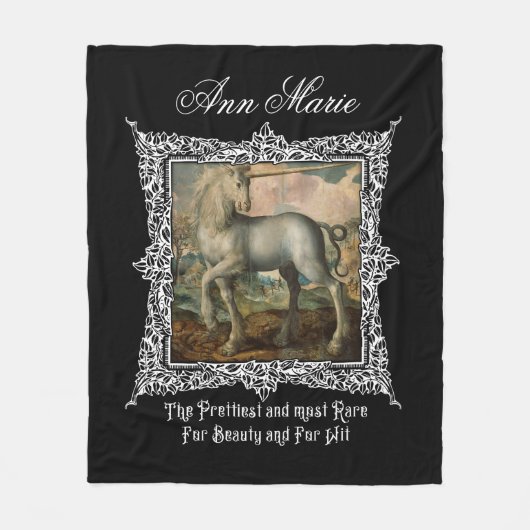 Mittelalterliche Kunst Einhorn Barock Fleecedecke (Vorderseite)