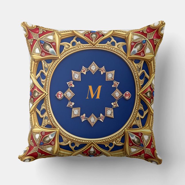 Mittelalterliche Kunst Goldene Ornamente Kissen (Vorderseite)